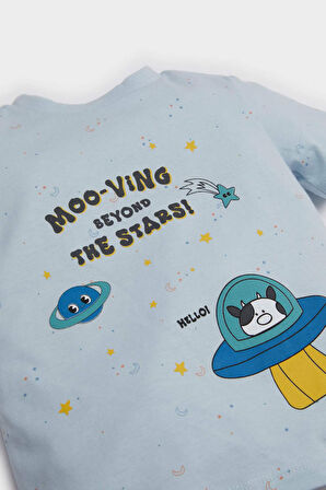 Erkek Bebek Yıldız Desenli Kısa Kollu Penye 2'li Pijama Takımı