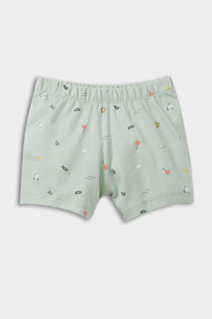 Erkek Bebek Pijama Takımı Deniz Baskılı Kısa Kollu Penye Üst Beli Lastikli Şort