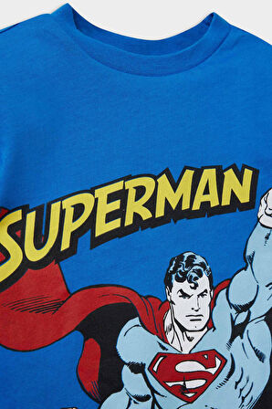 DeFacto Erkek Bebek Superman Pijama Takımı Kısa Kollu Penye Üst Beli Lastikli Şort E1189A525HSBE64