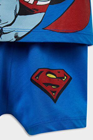 DeFacto Erkek Bebek Superman Pijama Takımı Kısa Kollu Penye Üst Beli Lastikli Şort E1189A525HSBE64