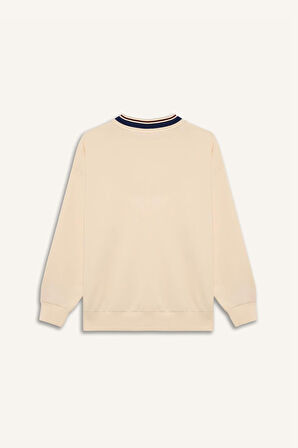 DeFactoFit Oversize Geniş Kalıp V Yaka Baskılı Sporcu Sweatshirt D7135AX25SPER109