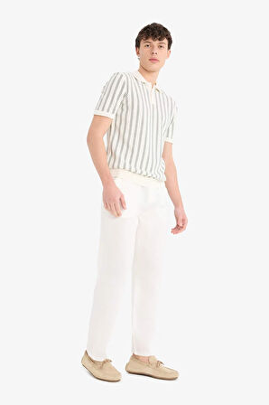 %100 Keten Relax Fit Rahat Kesim Düz Paça Yazlık Pantolon