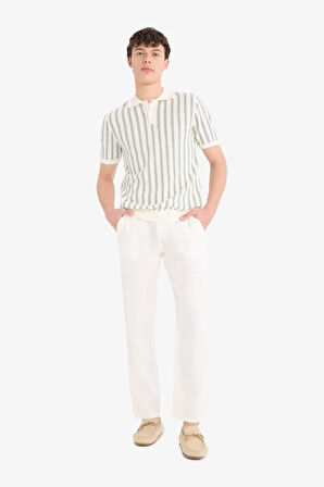 %100 Keten Relax Fit Rahat Kesim Düz Paça Yazlık Pantolon