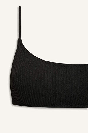 DeFacto Regular Fit Bürümcük Siyah Bikini Üstü-Fall in Love B7207AX25SMBK81