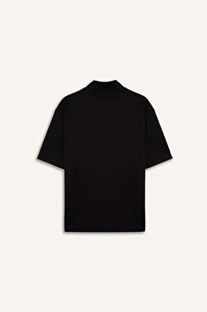 DeFactoFit Standart Fit Dik Yaka Fermuarlı Sporcu Kısa Kollu Skuba Dalgıç Kumaş Siyah Tişört E3962AX25SPBK81