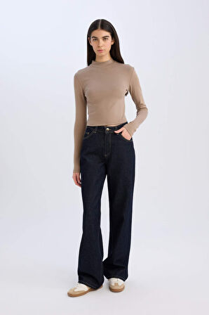 DeFacto Slim Fit Dar Kesim Yarım Balıkçı Yaka Modal Uzun Kollu Tişört E4772AX24WNBG278