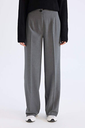 DeFacto Standart Boy Kumaş Pantolon Wide Leg Geniş Bol Paça Basic Düz Yüksek Bel C6402AX25SPAR61