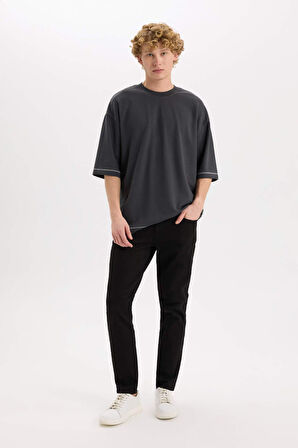 DeFacto Loose Fit Bisiklet Yaka Kısa Kollu Ağır Kumaş Tişört C0147AX25SPAR231