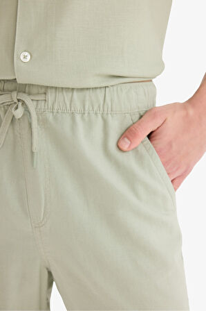 Relax Fit Beli Bağcıklı Bermuda Şort