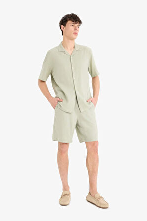 Relax Fit Beli Bağcıklı Bermuda Şort