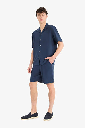 Relax Fit Beli Bağcıklı Bermuda Şort