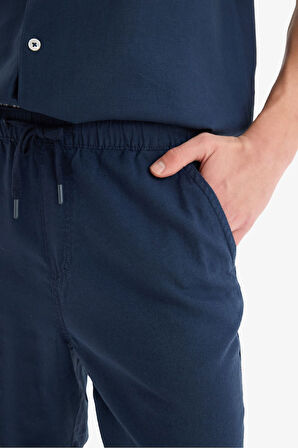 Relax Fit Beli Bağcıklı Bermuda Şort