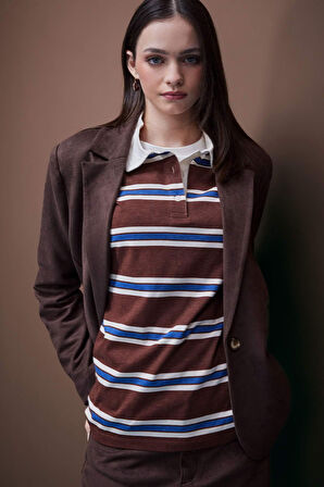 Regular Fit Ceket Yaka Suni Deri Blazer Ceket