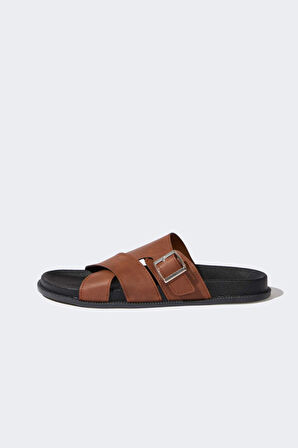 DeFacto Erkek Düz Taban Çift Bantlı Suni Deri Terlik E6250AX25HSBN471