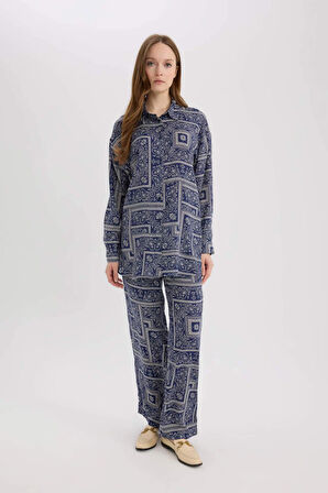 DeFacto Regular Fit Şal Desenli Viskon Plaj Pantolonu-Fall in Love C3159AX25SPNV241