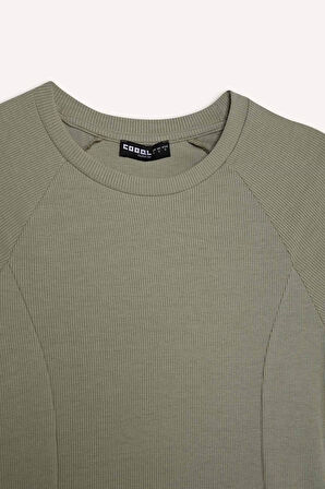 Coool Bisiklet Yaka Basic Düz Fitilli Kaşkorse Kısa Kollu Mini Elbise