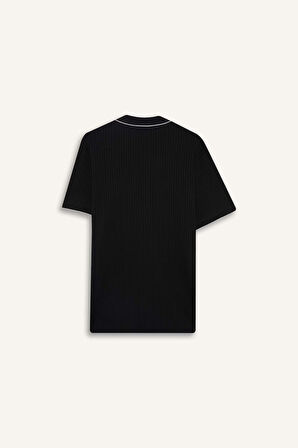 Slim Fit Dar Kesim Polo Yaka Kısa Kollu Fitilli Kaşkorse Polo Tişört