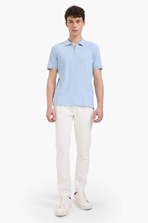 DeFacto Slim Fit Dar Kesim Polo Yaka Kısa Kollu Fitilli Kaşkorse Yarım Fermuarlı Tişört D3948AX25SMBE366