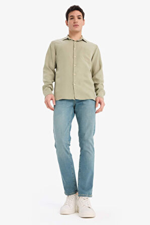 DeFacto 	Regular Fit Basic Düz Tensel Uzun Kollu Gömlek B2907AX25SPKH373