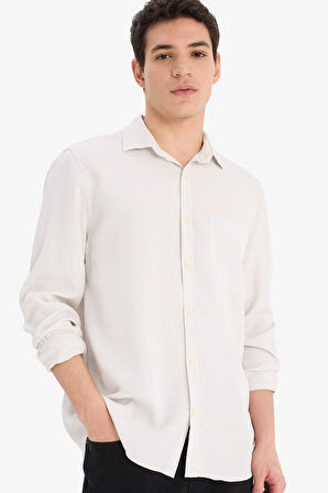 DeFacto Regular Fit Basic Düz Tensel Uzun Kollu Gömlek B2907AX25SPGR503