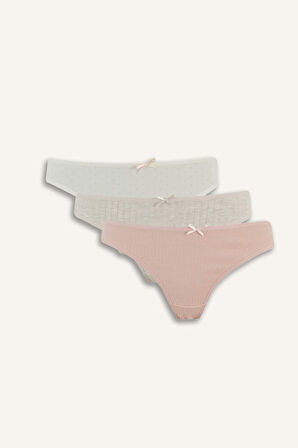 DeFacto 3'lü Paketli Basic Düz Slip Külot-Fall in Love D6396AX25SPBR476