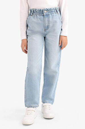 Kız Çocuk Paperbag Standart Paça Jean Pantolon