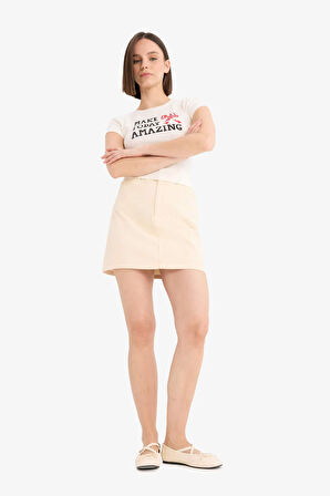 Coool Normal Bel Gabardin Mini Etek