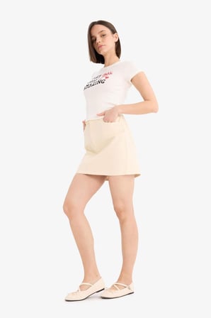 DeFacto %100 Pamuk Normal Bel Gabardin Mini Etek E5346AX25SPER42
