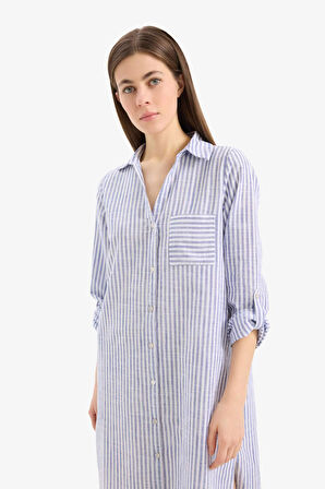 DeFacto Gömlek Yaka Uzun Pilaj Gömleği-Fall in Love E6708AX25SPBE750