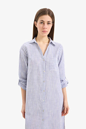 Gömlek Yaka Uzun Kollu Plaj Gömleği-Fall in Love