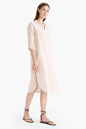 Gömlek Yaka Uzun Kollu Plaj Gömleği-Fall in Love