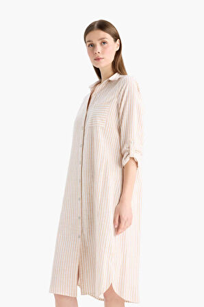 Gömlek Yaka Uzun Kollu Plaj Gömleği-Fall in Love