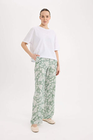 DeFacto Rahat Pantolon Wide Leg Geniş Bol Paça Desenli Yüksek Bel C4042AX25SPKH434