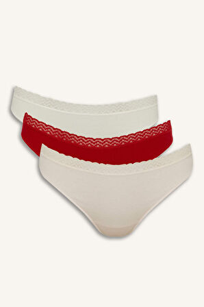Fall in Love Dantel Detaylı Ribana 3'lü Slip Külot