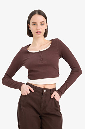 DeFacto Coool Fitted Fitilli Kaşkorse Uzun Kollu Tişört E7606AX25SPBN341