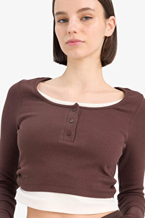 DeFacto Coool Fitted Fitilli Kaşkorse Uzun Kollu Tişört E7606AX25SPBN341