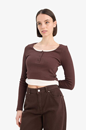 DeFacto Coool Fitted Fitilli Kaşkorse Uzun Kollu Tişört E7606AX25SPBN341