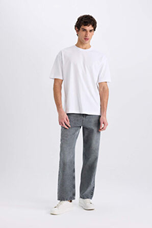 DeFacto Baggy Fit Geniş Kalıp Normal Bel Geniş Paça Jean Yıkamalı Pantolon E8503AX24WNNM55