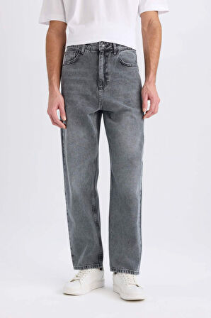 DeFacto Baggy Fit Geniş Kalıp Normal Bel Geniş Paça Jean Yıkamalı Pantolon E8503AX24WNNM55