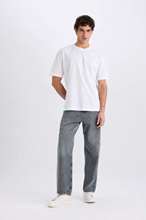 DeFacto Baggy Fit Geniş Kalıp Normal Bel Geniş Paça Jean Yıkamalı Pantolon E8503AX24WNNM55