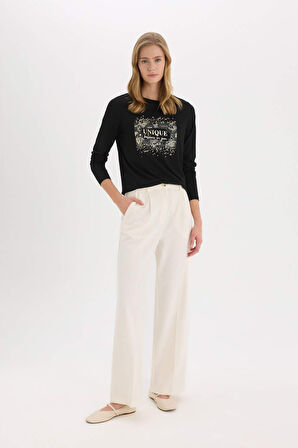 DeFacto Traditional Regular Fit Bisiklet Yaka Hayvan Baskılı Uzun Kollu Tişört E6816AX25SPBK81