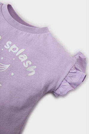 Kız Bebek Regular Fit Bisiklet Yaka Slogan Baskılı Kısa Kollu Tişört