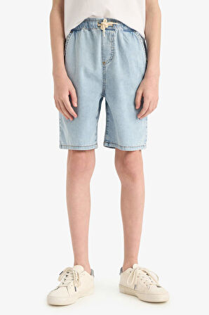 Erkek Çocuk Beli Lastikli Jean Şort