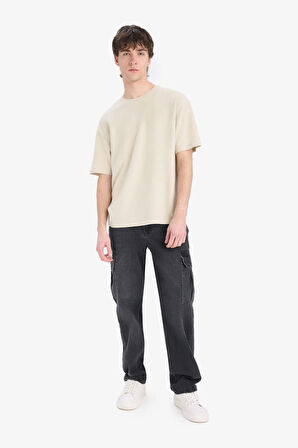 DeFacto Boxy Fit Bisiklet Yaka Kısa Kollu Tişört D5482AX25SPBG791