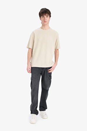 DeFacto Boxy Fit Bisiklet Yaka Kısa Kollu Tişört D5482AX25SPBG791