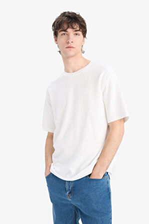 DeFacto Boxy Fit Bisiklet Yaka Kısa Kollu Kısa Kollu Tişört D5482AX25SPER105