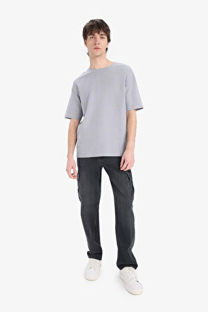 DeFacto Boxy Fit Bisiklet Yaka Kısa Kollu Tişört D5482AX25SPGR445