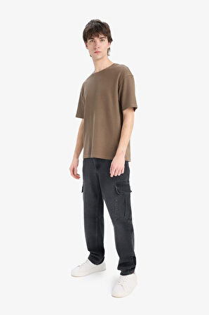 DeFacto Boxy Fit Bisiklet Yaka Kısa Kollu Tişört D5482AX25SPKH154
