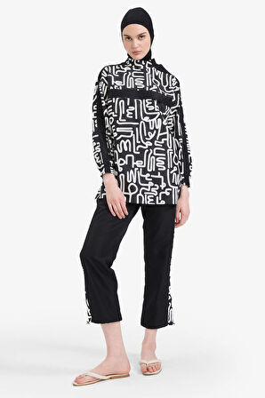 DeFacto Regular Fit Desenli 3'lü Basic Düz Burkini Tesettür Mayo Takım E7996AX25HSBK81