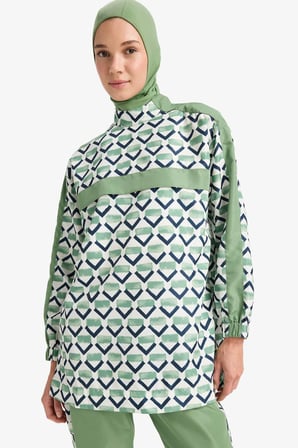 DeFacto Regular Fit Su İtici 3'lü Desenli Burkini Tesettür Mayo Takım E7996AX25HSGN680